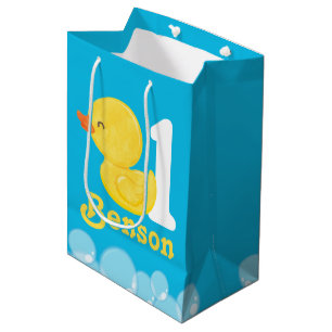 Blue Rubber Duck Personalized Birthday Medium Gift Bag