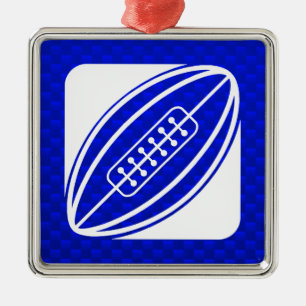 Blue Rugby Metal Ornament