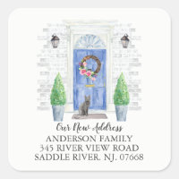 Blue Russian Blue Door New Address Label Sticker