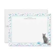 Blue Russian Cat Personalized Stationery