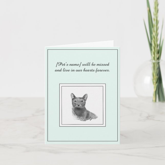 Blue Russian Cat Sympathy Card (Front)