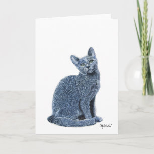 Blue Russian greeting card - for cat lovers