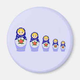 Blue russian matryoshka nesting dolls magnet