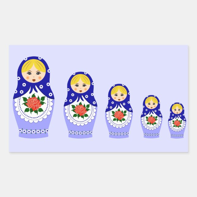Blue russian matryoshka nesting dolls sticker (Front)