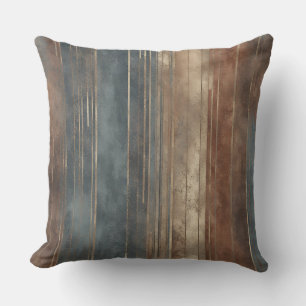 Blue Rust Beige Stripe Throw Pillow