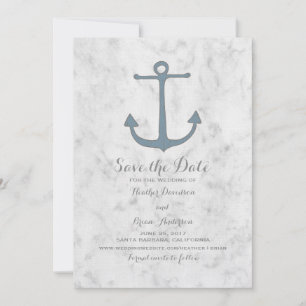 Blue Rustic Anchor Save the Date Invite