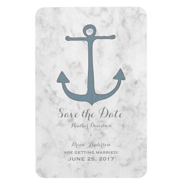Blue Rustic Anchor Save the Date Magnet (Vertical)