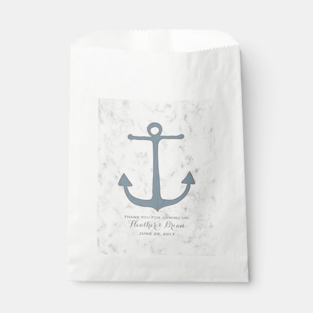 Blue Rustic Anchor Wedding Favour Bag (Front)