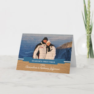 Blue Rustic Banner Photo Greeting Card