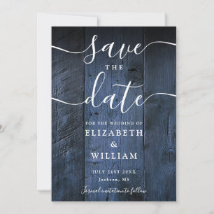 Blue Rustic Barn Wood Boho Chic Wedding  Save The Date