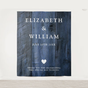 Blue Rustic Boho Barn Wood Photo Booth Backdrop Tapestry