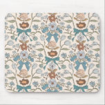 Blue Rustic Bows and Blossoms Mouse Pad<br><div class="desc">Boho and rustic mousepad featuring hand drawn illustration of bows and flowers in blue.</div>