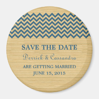 Blue Rustic Chevron Save the Date Magnet