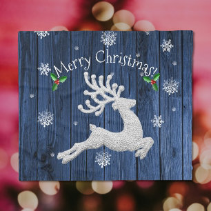 Blue Rustic Christmas Reindeer Blanket