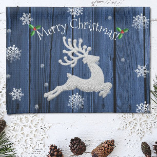 Blue Rustic Christmas Reindeer Serviette de cuisin
