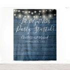 Blue Rustic Lights Party Started Photo Backdrop