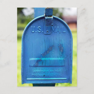Blue Rustic Mailbox Portrait Postcard