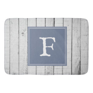 Blue Rustic Monogram Bath Mat