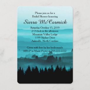 Blue Rustic Mountain Bridal Shower Invitation