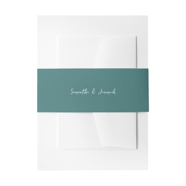 Blue Rustic Mountain Wedding Invitation Belly Band (Front Example)