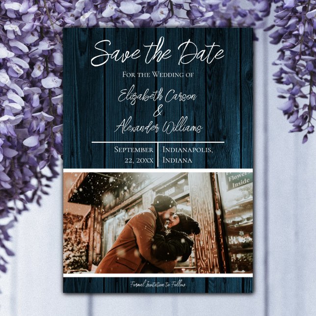 Blue Rustic Photo Save The Date (Blue Rustic Photo Save the Date)