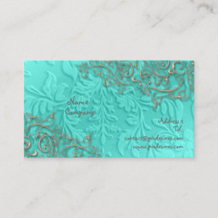 Blue + rustic silver swirls business card