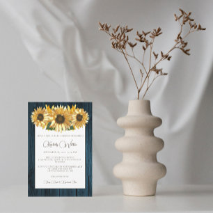 Blue Rustic Sunflower Baby Shower Invitation