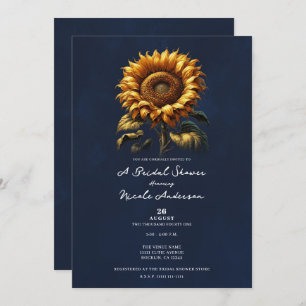Blue Rustic Sunflower Bridal Shower Invitation