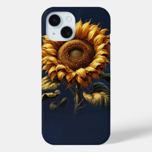 Blue Rustic Sunflower iPhone 15 Case