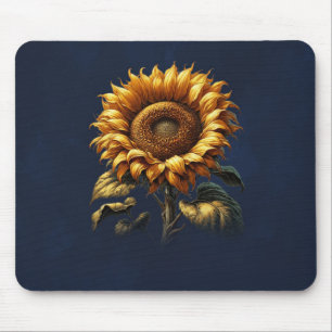 Blue Rustic Sunflower  Mouse Pad