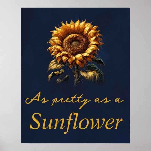 Blue Rustic Sunflower  Poster (Front)