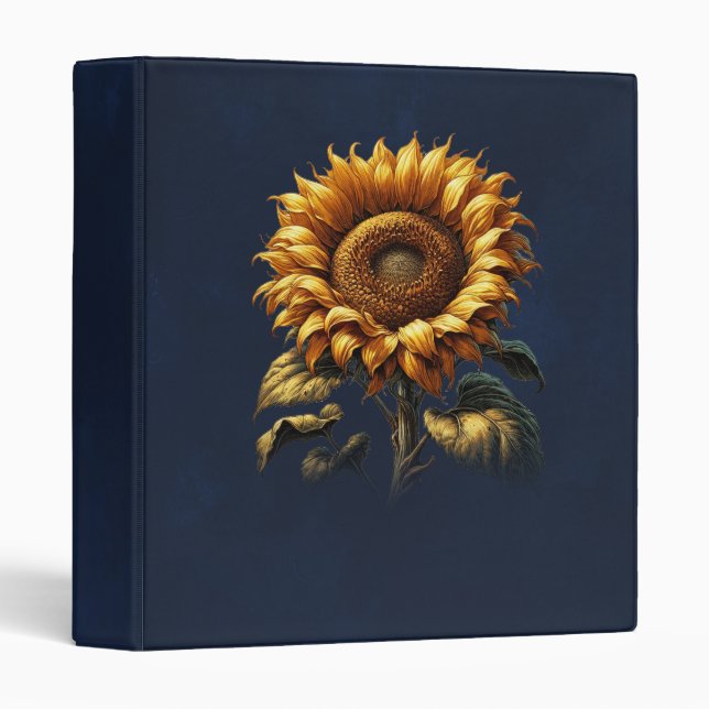 Blue Rustic Sunflower Wedding Bridal Shower  Binder (Front/Spine)