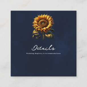 Blue Rustic Sunflower Wedding Details & Registry  Square Business Card