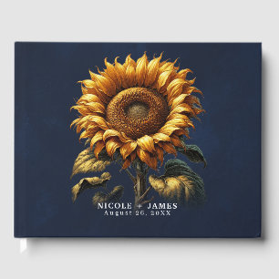 Blue Rustic Sunflower Wedding Guest Book