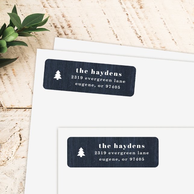 Blue Rustic Tree Woodgrain Return Address Label (Creator Uploaded)