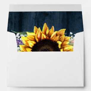 Blue Rustic Wood Sunflower Bouquet Addressed Envelope