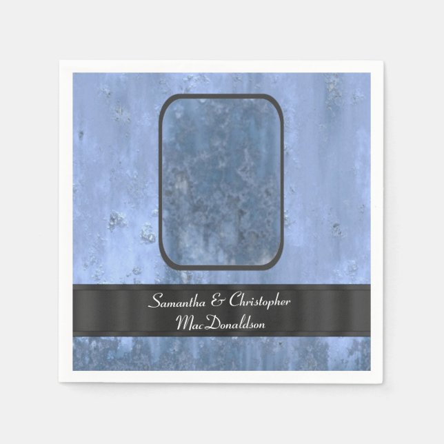 Blue rusty metal pattern napkin (Front)