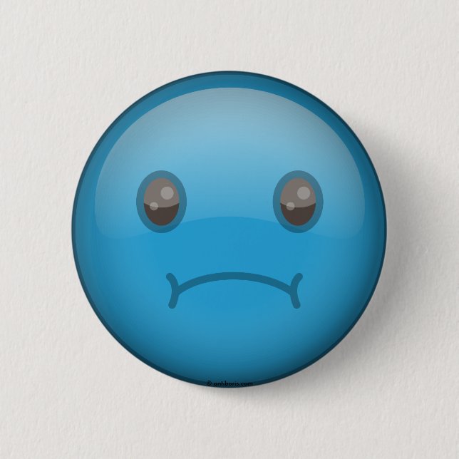 Blue Sad 2 Inch Round Button (Front)