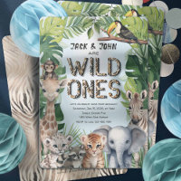 Blue Safari animals, Twins Wild one 1st birthday