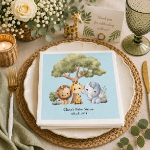 Blue safari baby shower  napkin