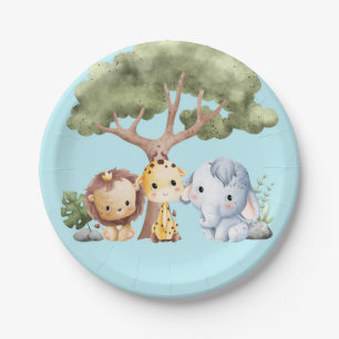 BLUE SAFARI BABY SHOWER PAPER PLATE