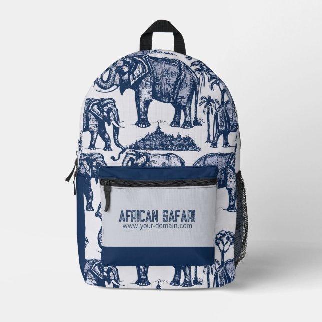 Blue Safari Printed Backpack (Front)