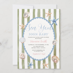 Blue Sage Coastal Sea You Soon Baby Shower Invitation