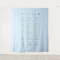 Blue & Sage Green Wedding Seating Chart Backdrop 