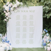 Blue & Sage Green Wedding Seating Chart Backdrop 