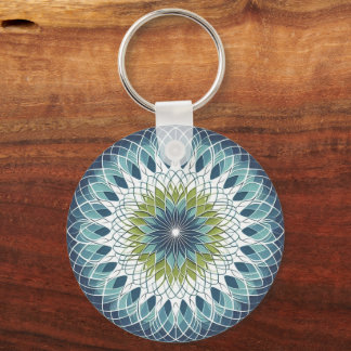 Blue & Sage Medallion - Abstract Keychain
