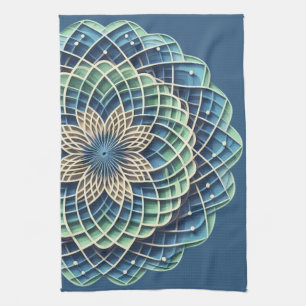 Blue & Sage Medallion - Abstract Kitchen Towel