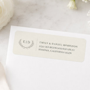 Blue Sage Striped Monogram Wedding Return Address
