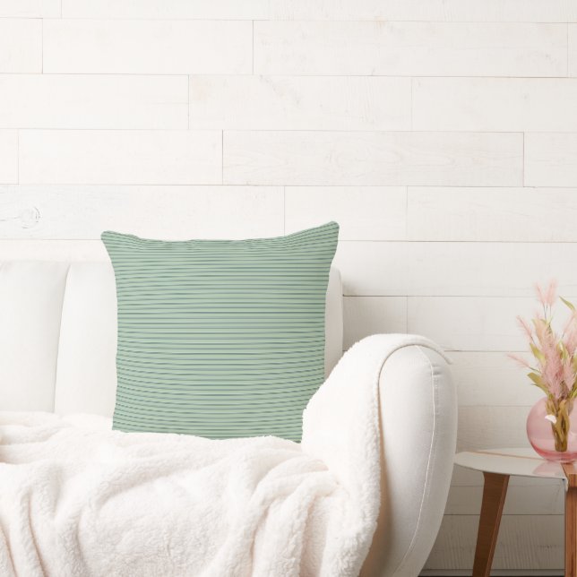 Blue Sage  Thin Stripes Throw Pillow (Couch)