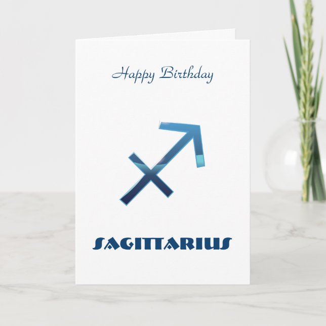 Blue Sagittarius Zodiac Signs Happy Birthday Card (Front)